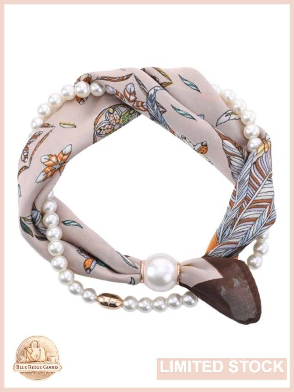 Layered Scarf Necklace with Faux Pearl Chain Elegant Women's Jewelry
